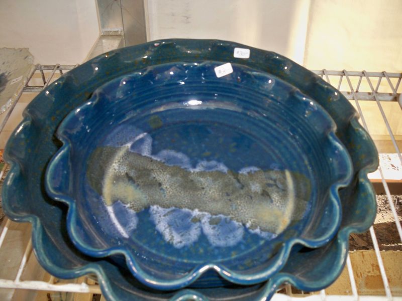 Blue Pie Dishes, Small & Large